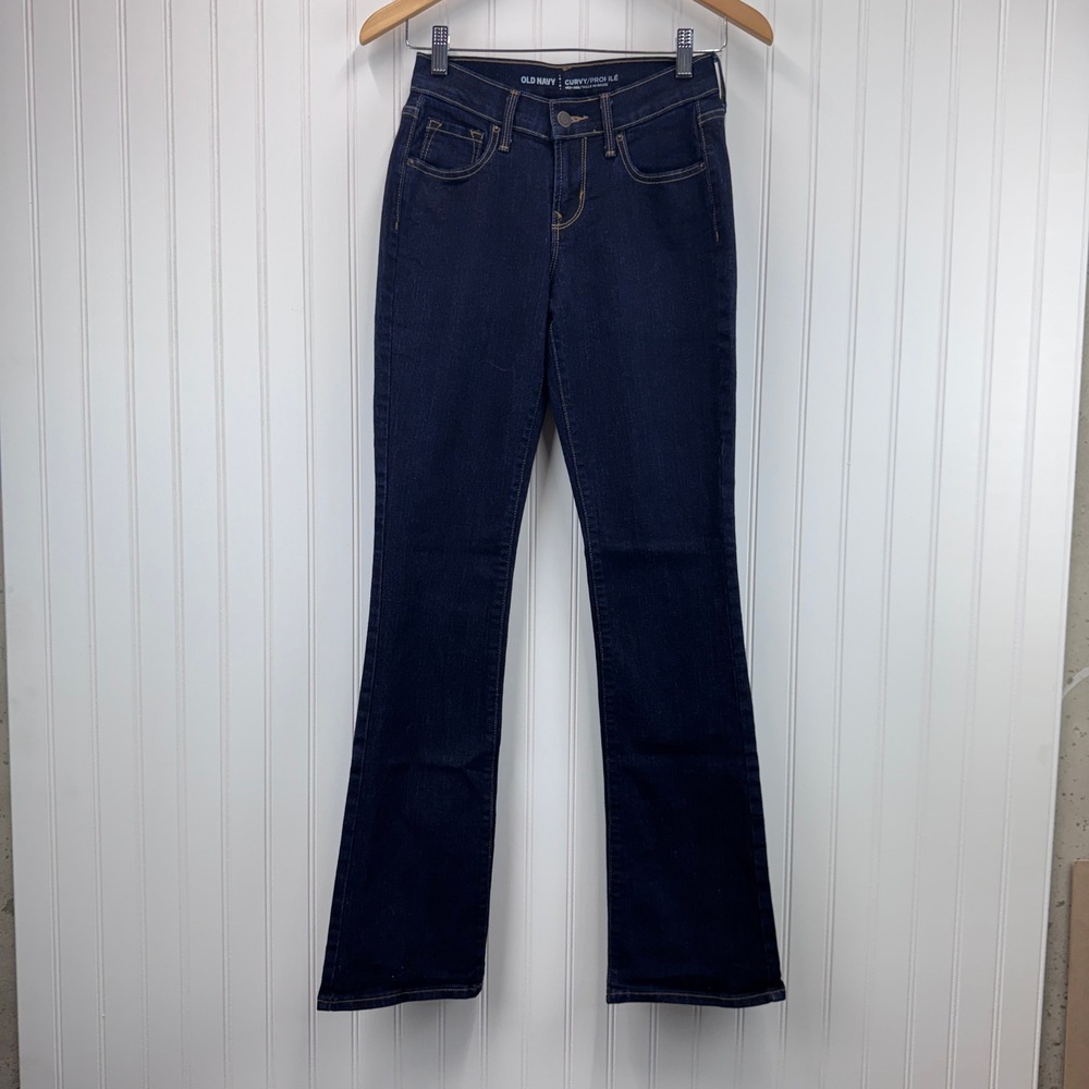 Old Navy Curvy Profile Jeans Womens 0 Regular Dark Wash Mid Rise Bootcut Classic